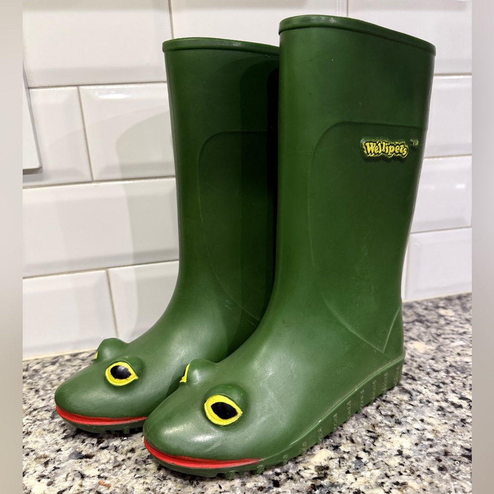Wellipets Kids Frog Rain Boots Sz 12